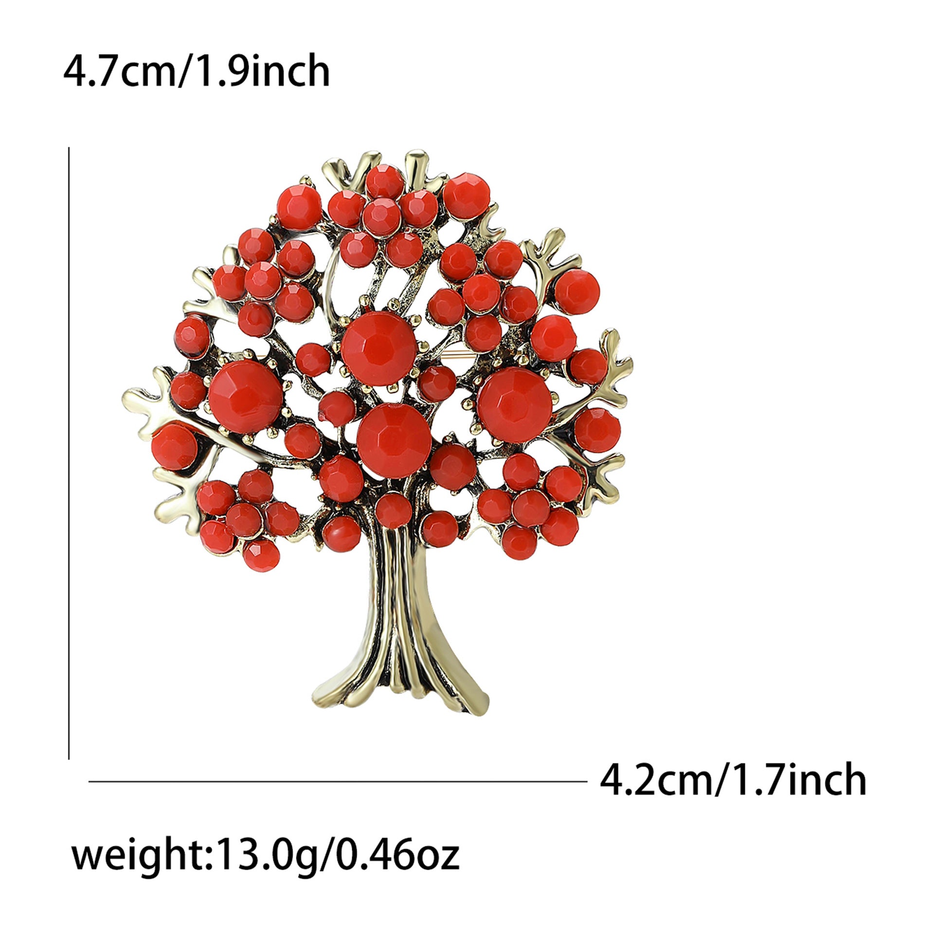 Wholesale Chic Tree Of Life Brooch Pin Alloy Rhinestone Red Women S Fashion Accessory Party Gift Resale