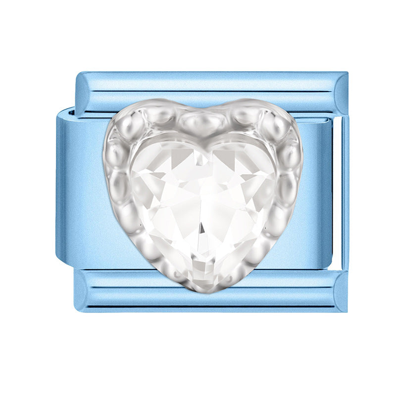 Wholesale 9mm Italian Charm Starter Bracelets blue series  DIY  Single Section Creative Stainless Steel Composable Bracelet