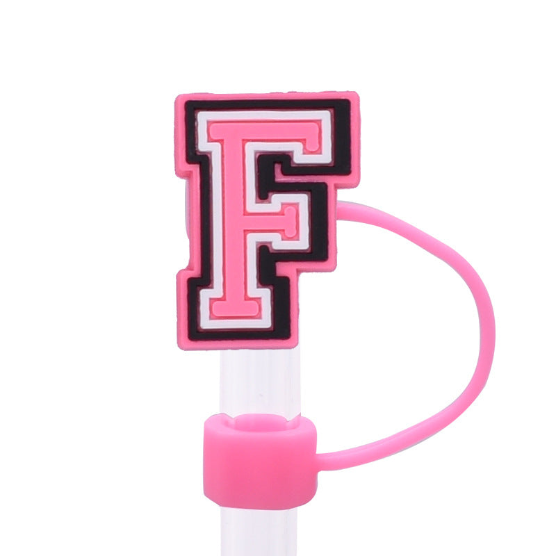 Wholesale Random 100pcs Pink letter cartoon Straw Cover Straw Tube Cap