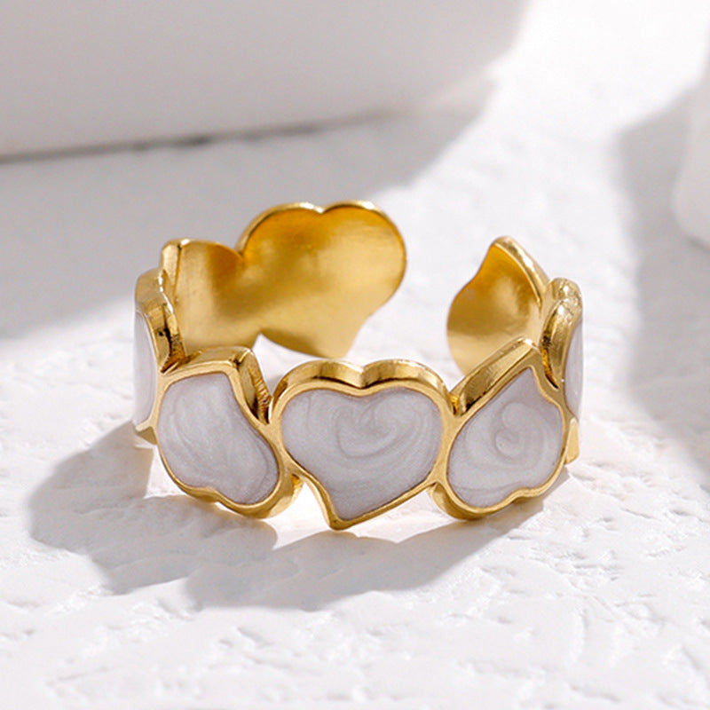Wholesale Stainless Steel Heart Adjustable Ring Trendy Korean Chic Fashion Jewelry Accessory For Women Everyday Wear