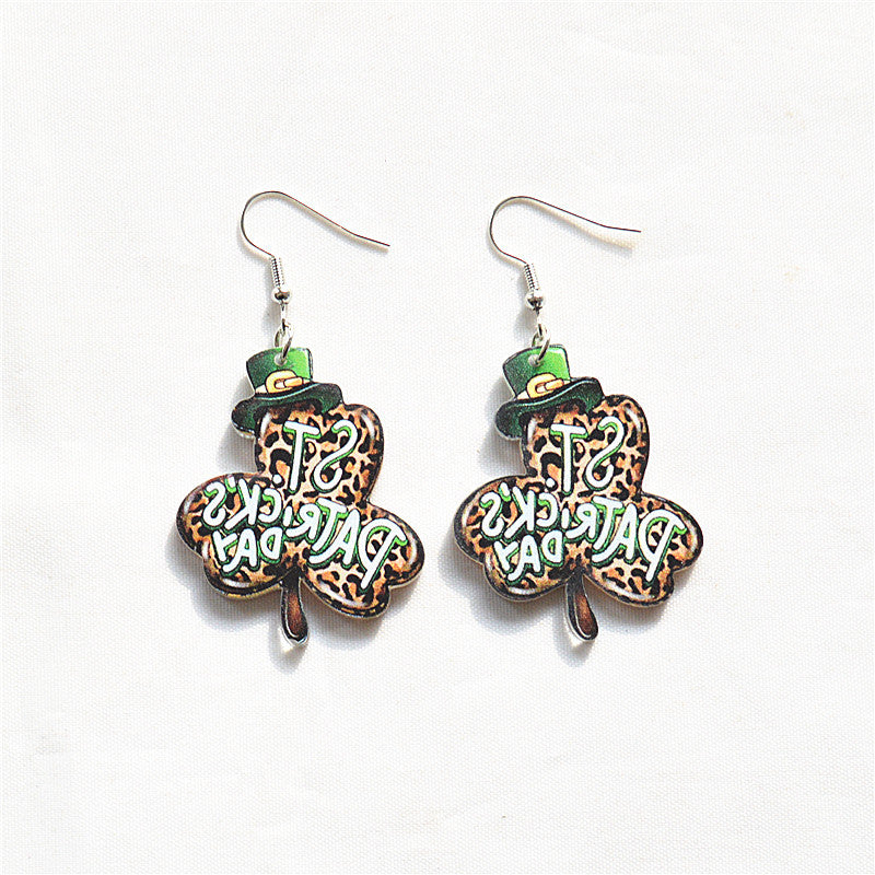 Wholesale St. Patrick's Day Green Man Earrings ACC-ES-XN036