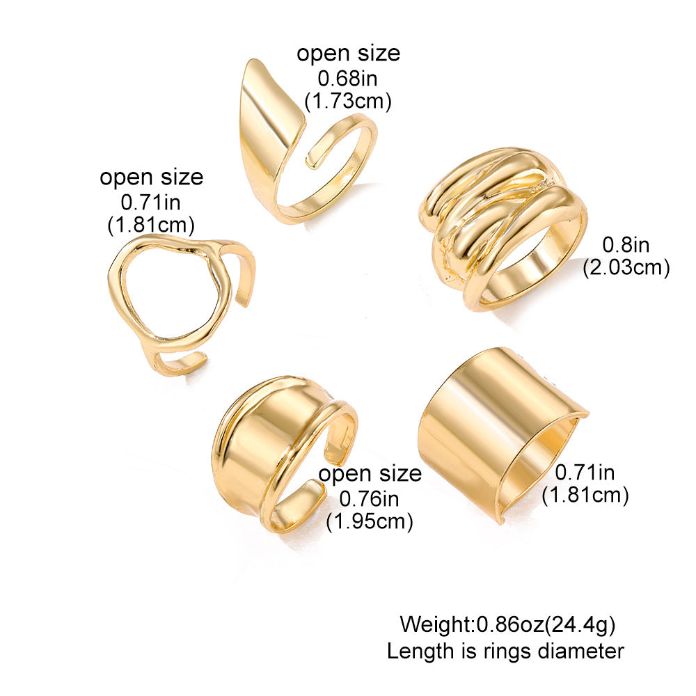 Wholesale 5pcs/set  geometric UV plating CCB material exaggerated special-shaped ring