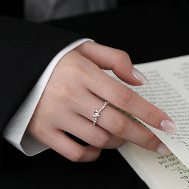 Wholesale 925 sterling silver butterfly ring light luxury index finger ring