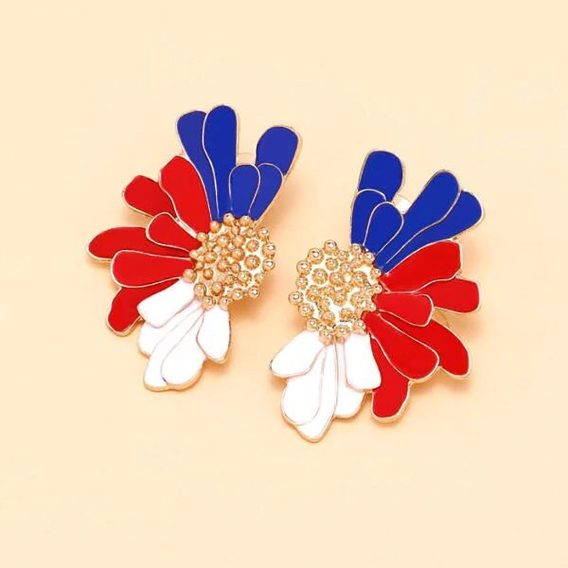 Wholesale American Independence Day Flower Drop Oil Alloy Earrings ACC-ES-FuSu005