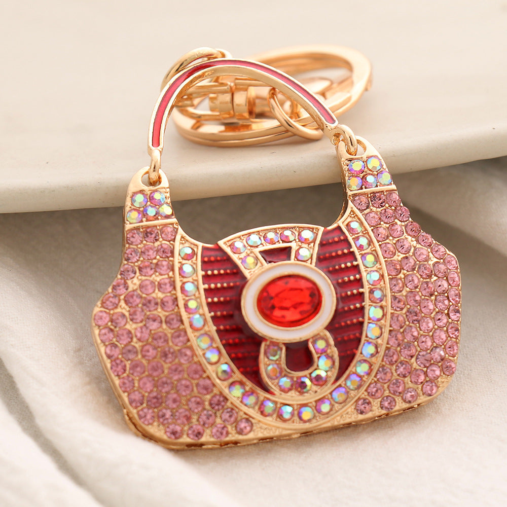 Wholesale Korean Style Rhinestone Bag Charm Keychain Alloy Car Key Accessory Chic Boutique Gift
