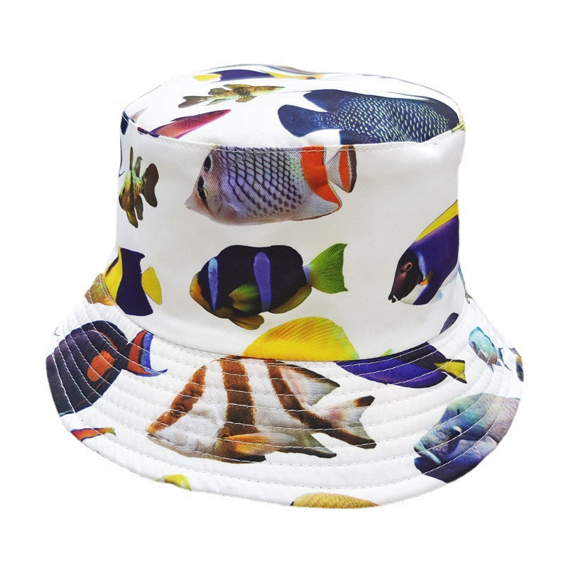 Wholesale  fish printed fisherman hat bucket hat