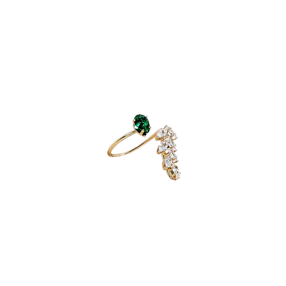 Wholesale light luxury rhinestone  leaf ring