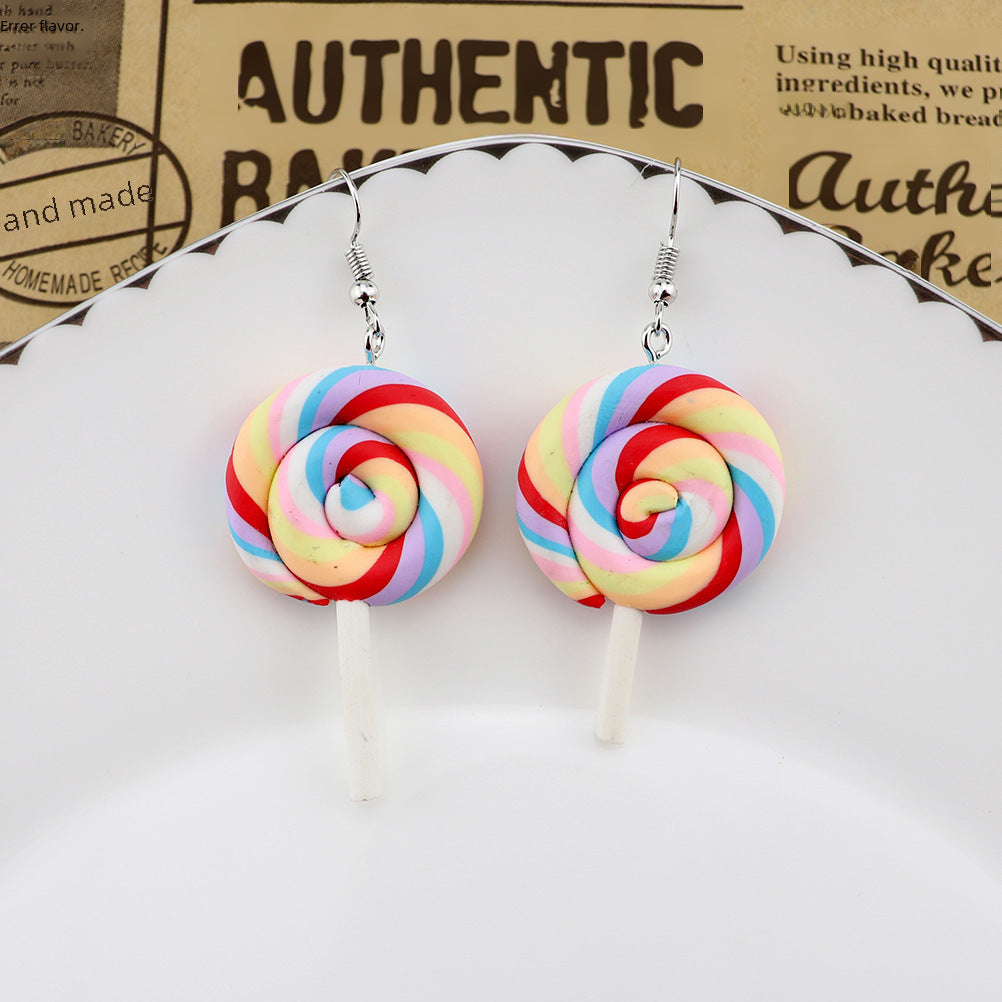 Wholesale  personality cute  soft pottery lollipop earrings