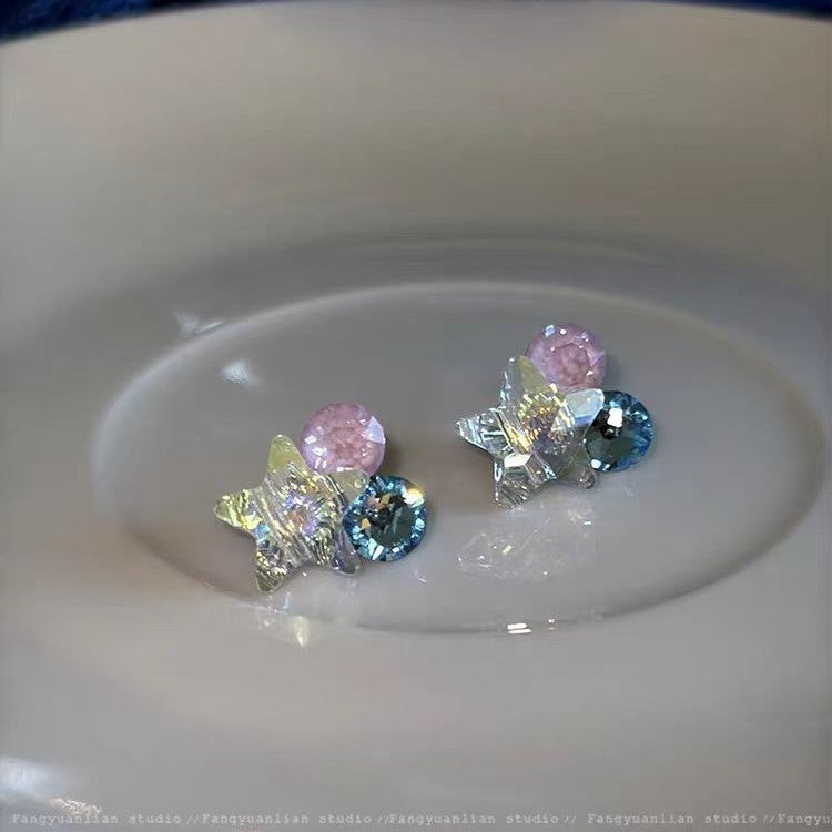 Wholesale Alloy Electroplated Hollow Zircon Stud Earrings Geometric Design Party Jewelry Gift for Women