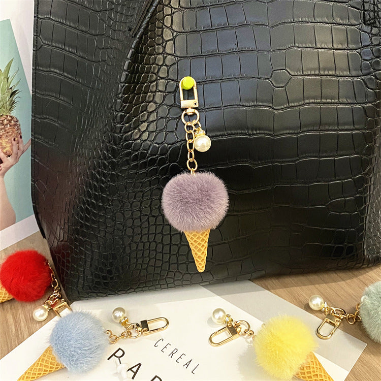 Wholesale Cartoon Pearl Ice Cream Plush Keychain ACC-KC-KaiYue012