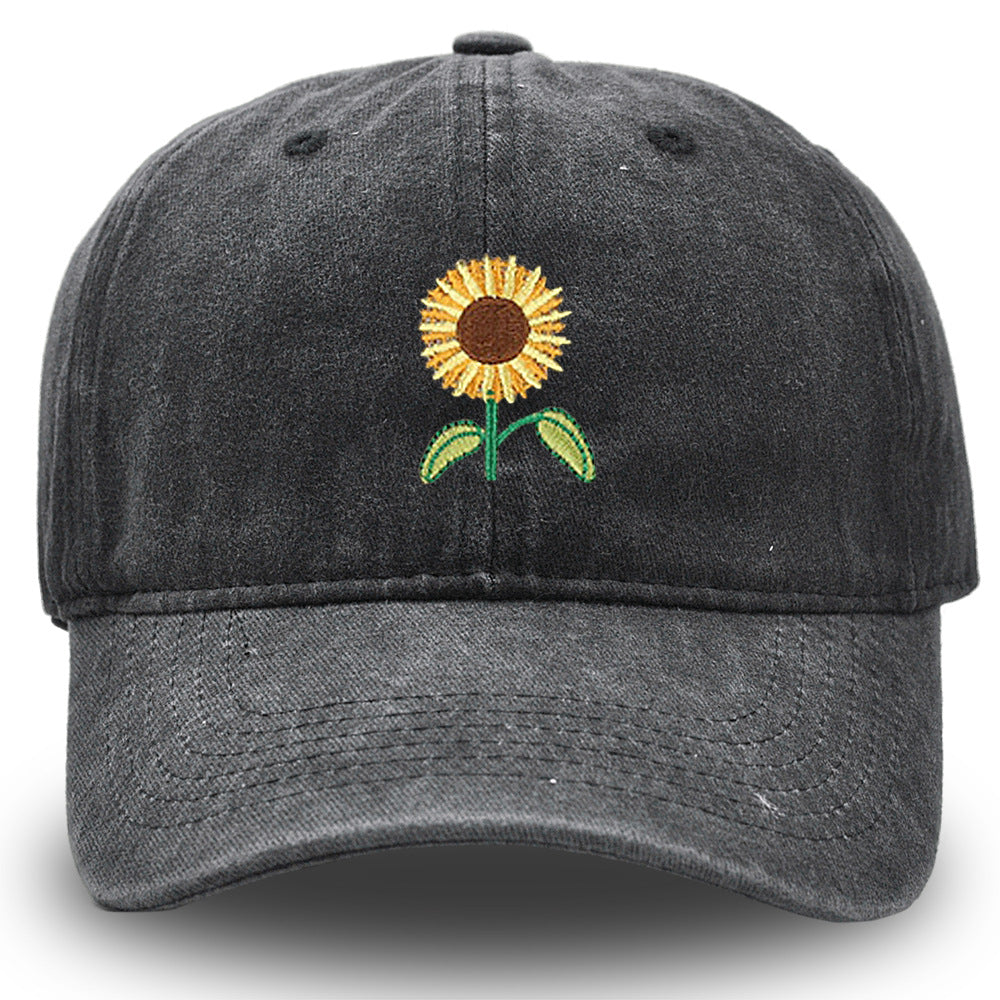 Wholesale Vintage Washed Botanical Sunflower Baseball Cap ACC-HT-HaiPu031