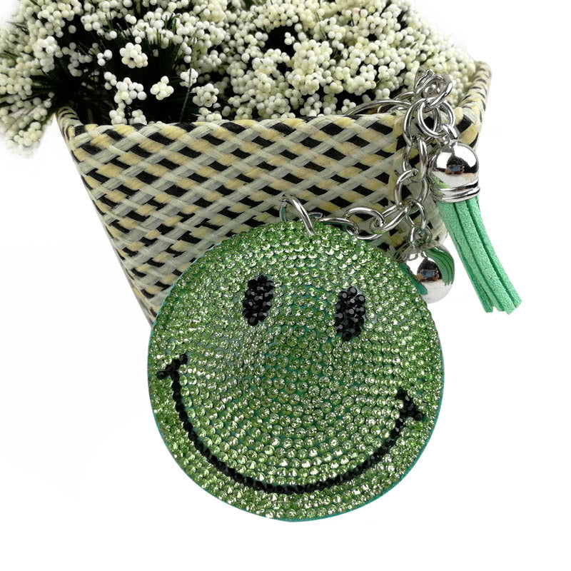 Wholesale Creative  velvet diamond-encrusted smiley face keychain