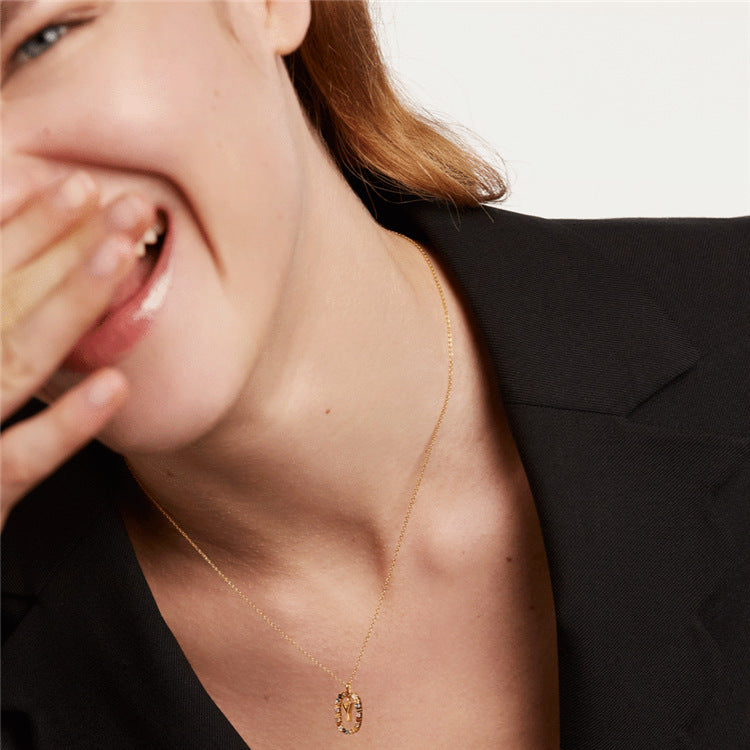 Wholesale Color Diamond Letter Necklace Inlaid with Color Zircon Clavicle Chain Choker Necklace ACC-NE-BYL002