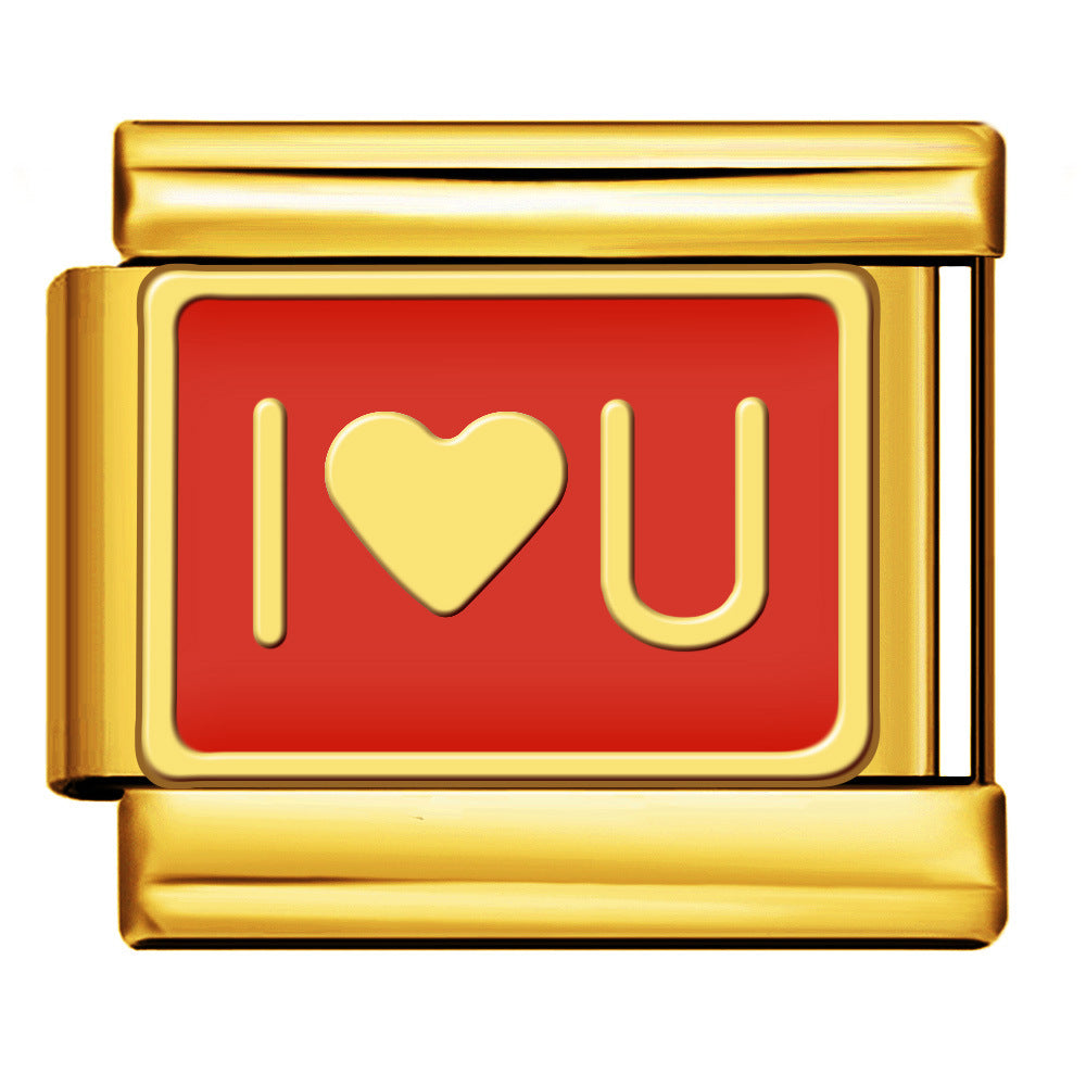 Wholesale   Italian Charm Bracelet 9mm DIY gold-plated oil-spliced Creative Stainless Steel Composable Bracelet