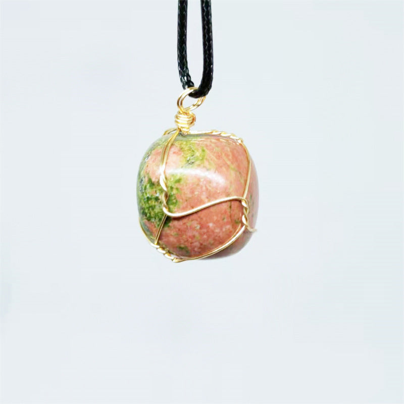 Wholesale Natural Stone Agate Wire Pendant Handmade Wire Irregular Crystal Pendant Necklaces ACC-NE-Yinhai001