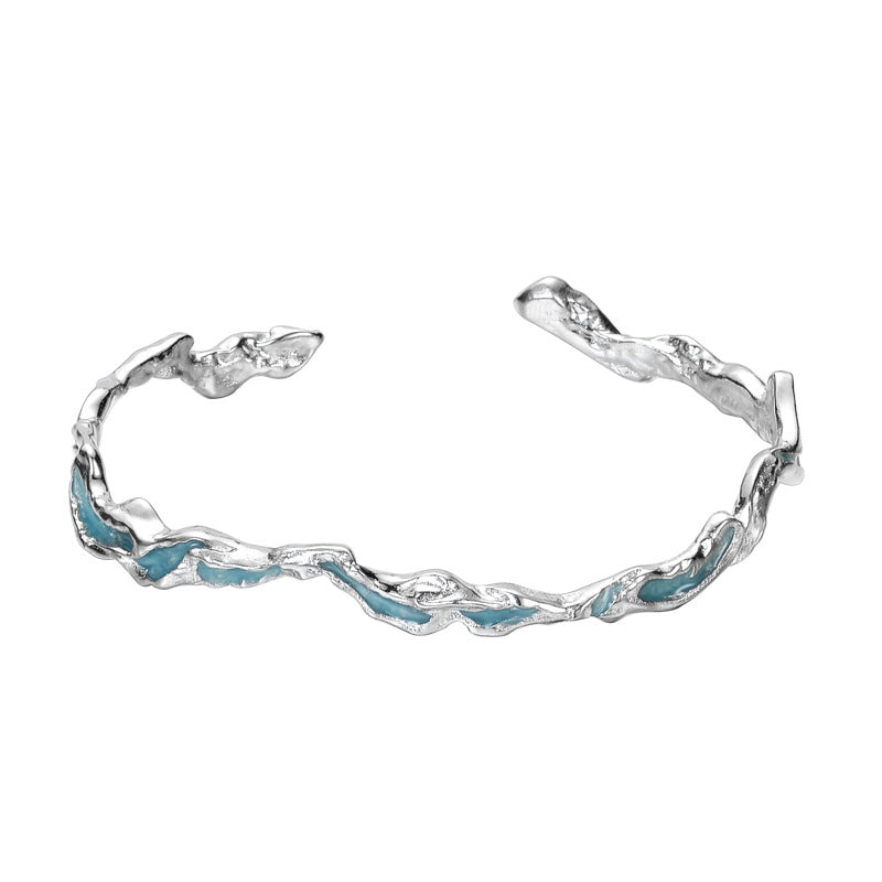 Wholesale Mint Blue Textured S925 Sterling Silver Bracelet ACC-BT-YWE001