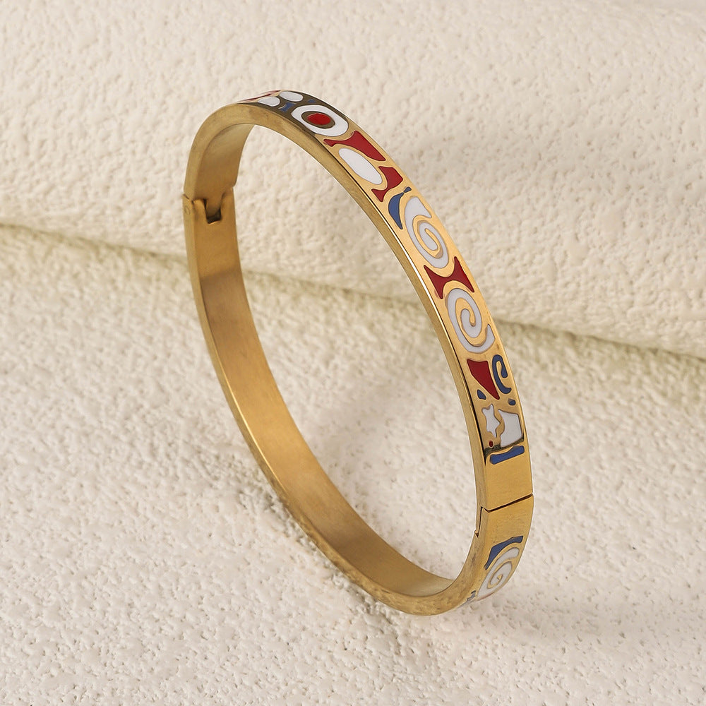 Wholesale Niche Light Luxury Stainless Steel Enamel Oil Drip Bracelet ACC-BT-RuiX005