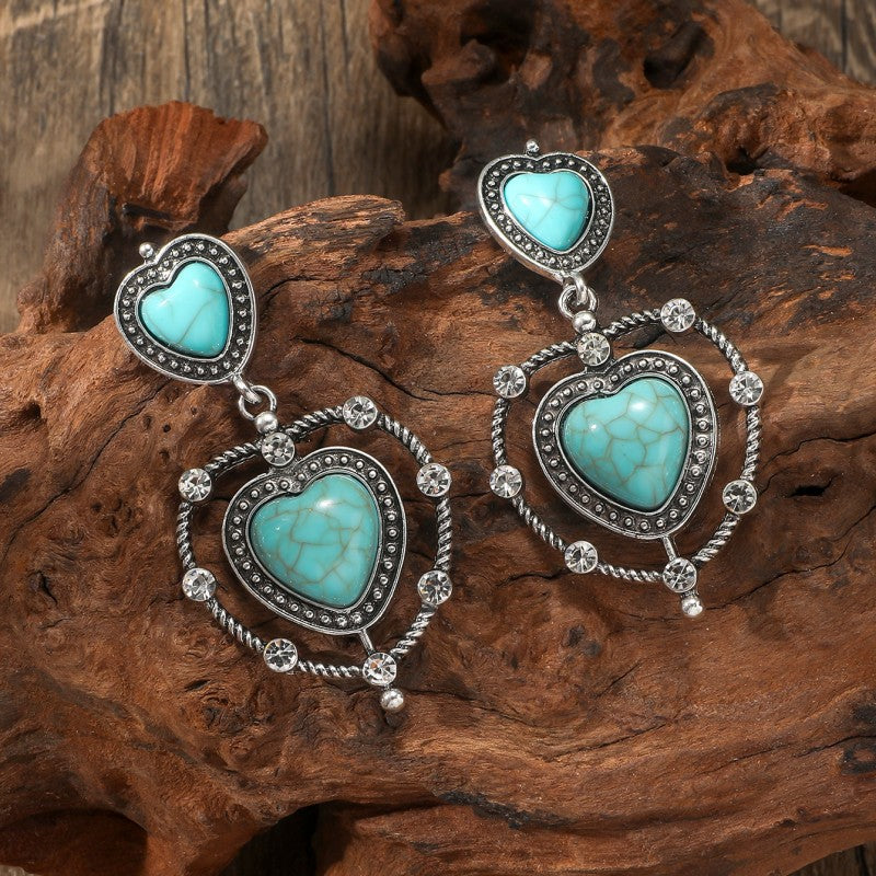 Wholesale Bohemian Vintage Ethnic Style Turquoise Earrings ACC-ES-JunJie003