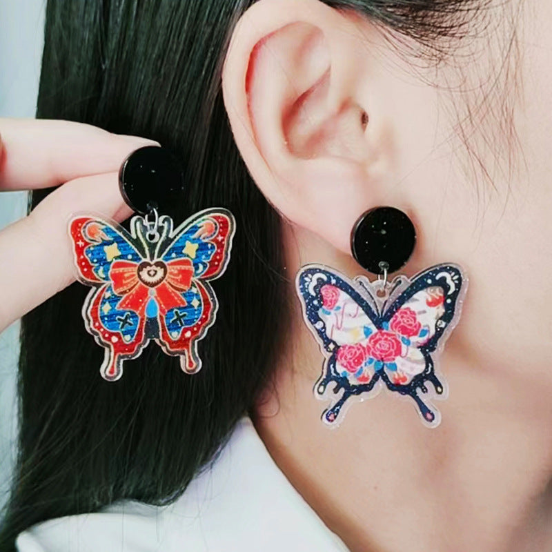 Wholesale Bohemian Style Printed Butterfly Acrylic Earrings ACC-ES-DA009