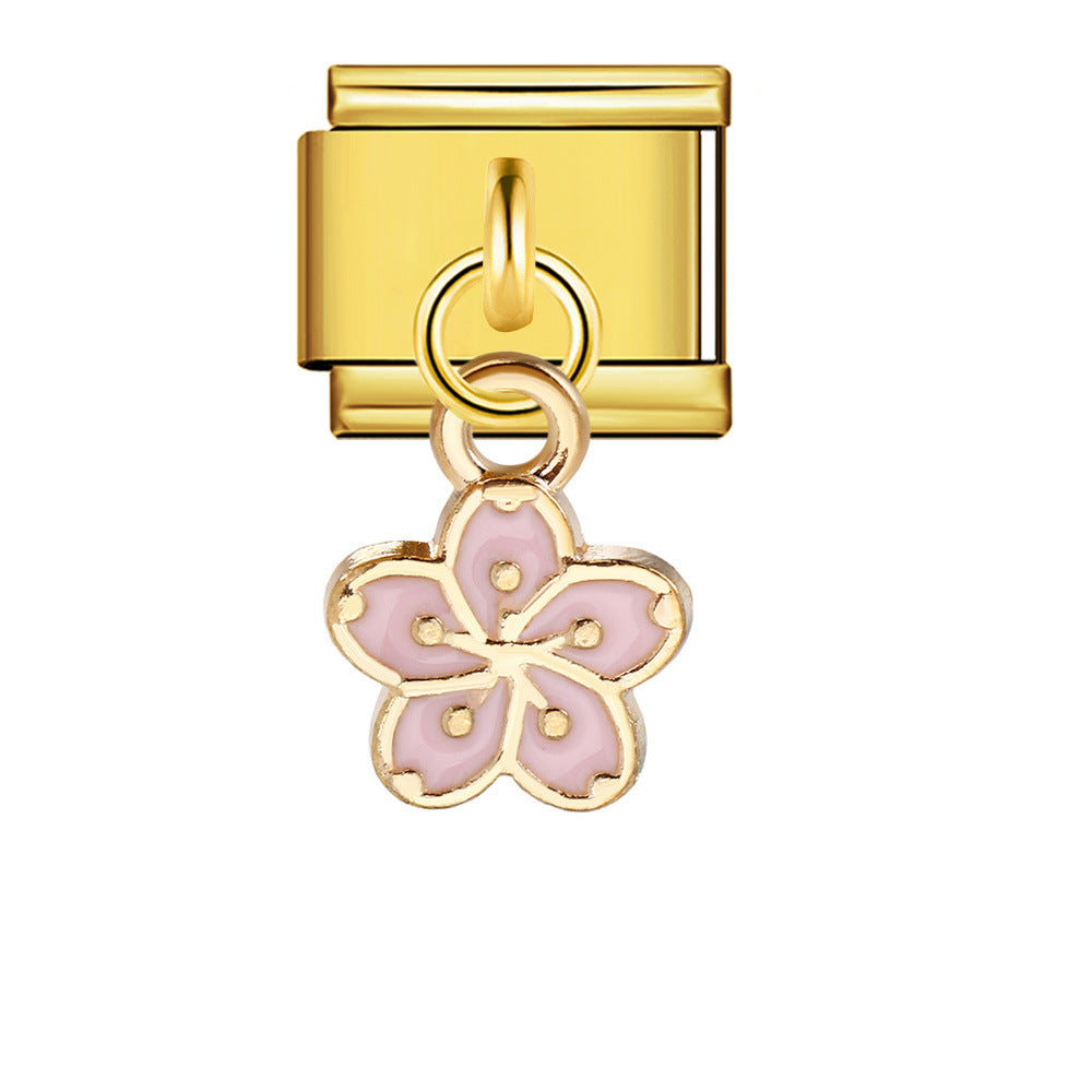 Wholesale Italian Charm Bracelet 9mm DIY Flower pendant Creative Stainless Steel Composable Bracelet