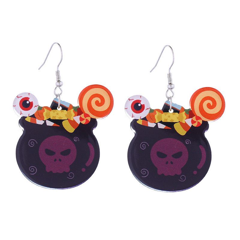 Wholesale Halloween Themed Earrings Funny Ghost Pumpkin Bat  Acrylic Earrings