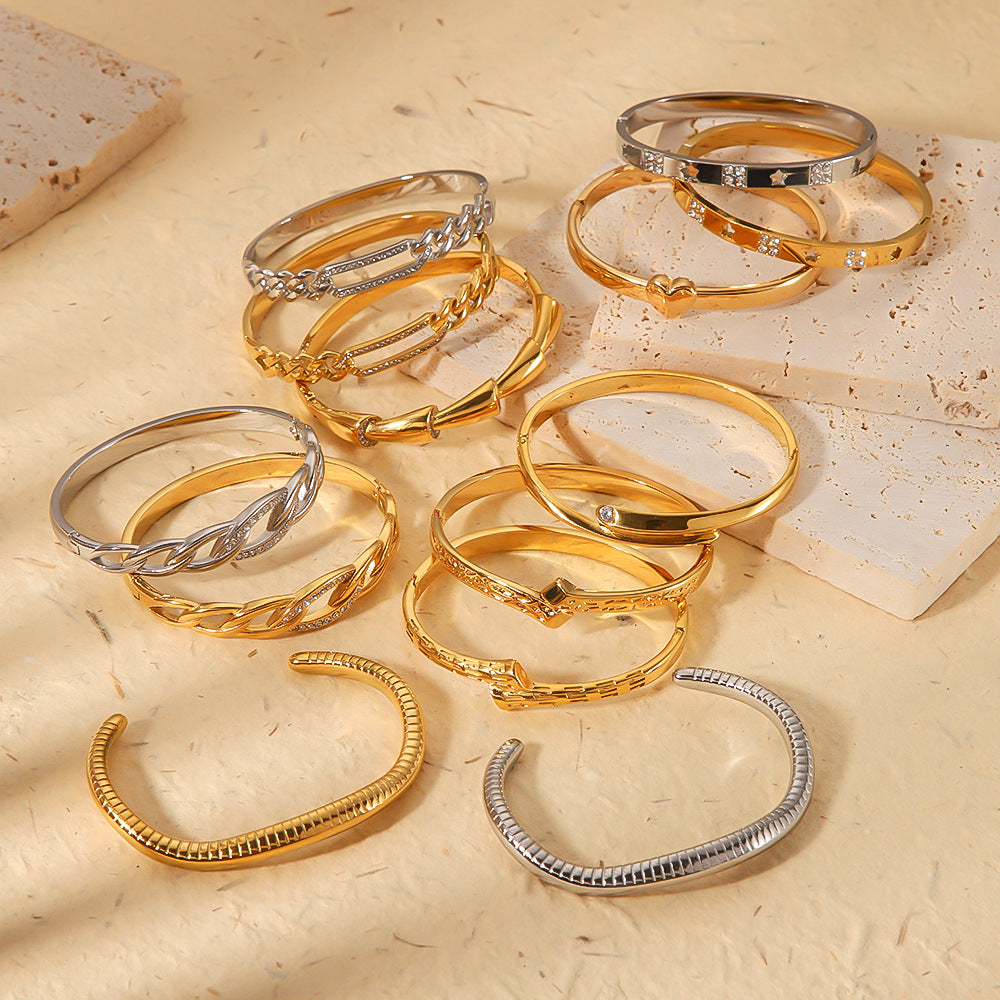 Bracelet de zircon incrusté en acier inoxydable en gros