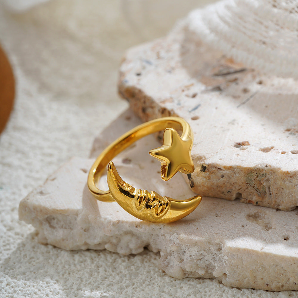 Wholesale  18K Venus moon ring  opening  ring