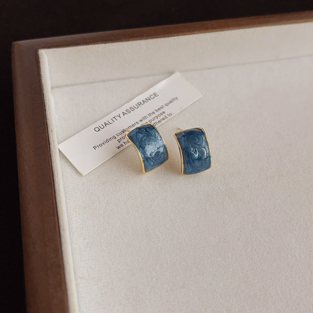 Wholesale Blue oil-drop retro earrings