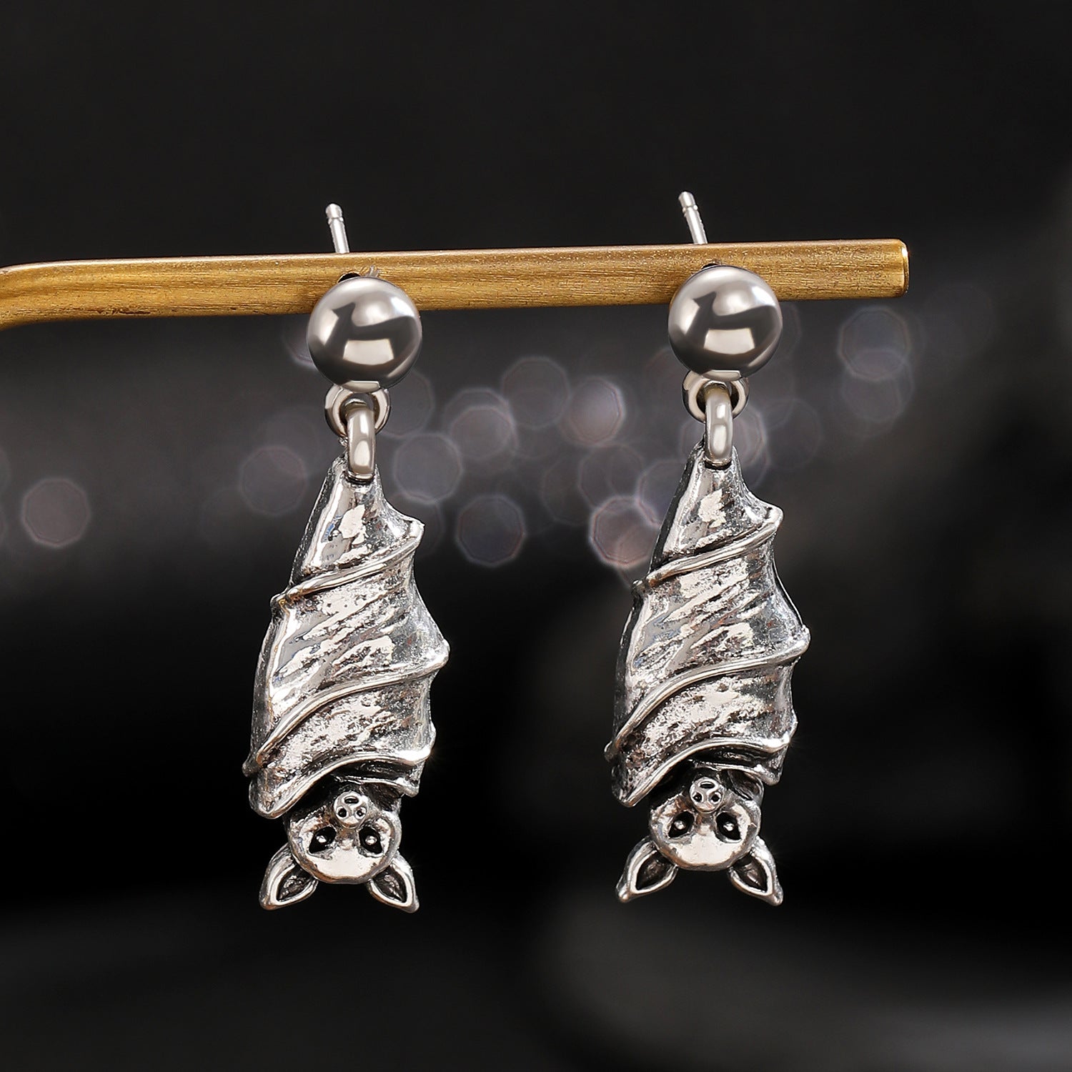 Wholesale Trendy Bat Earrings - Vintage Gold Zinc Alloy -  Jewelry Fashion Accessory