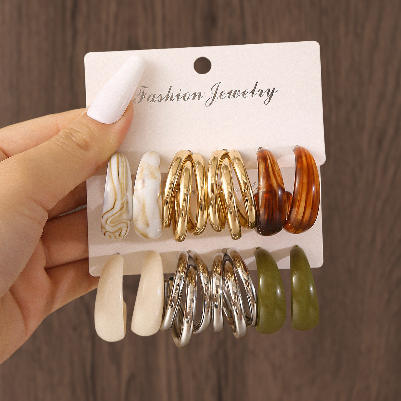 Wholesale Electroplated Resin Hollow Ring Earrings Set Geometric Multi Color Statement Earrings For Women Trendy Fashion Accessory