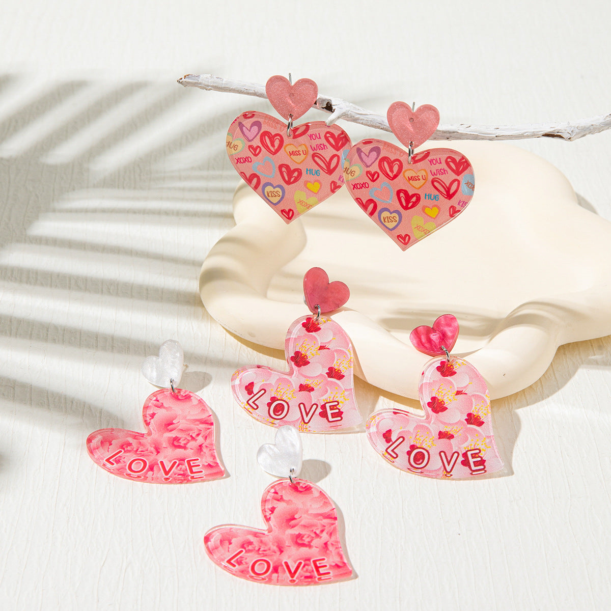 Wholesale Valentine's Day Heart Shaped Acrylic Earrings