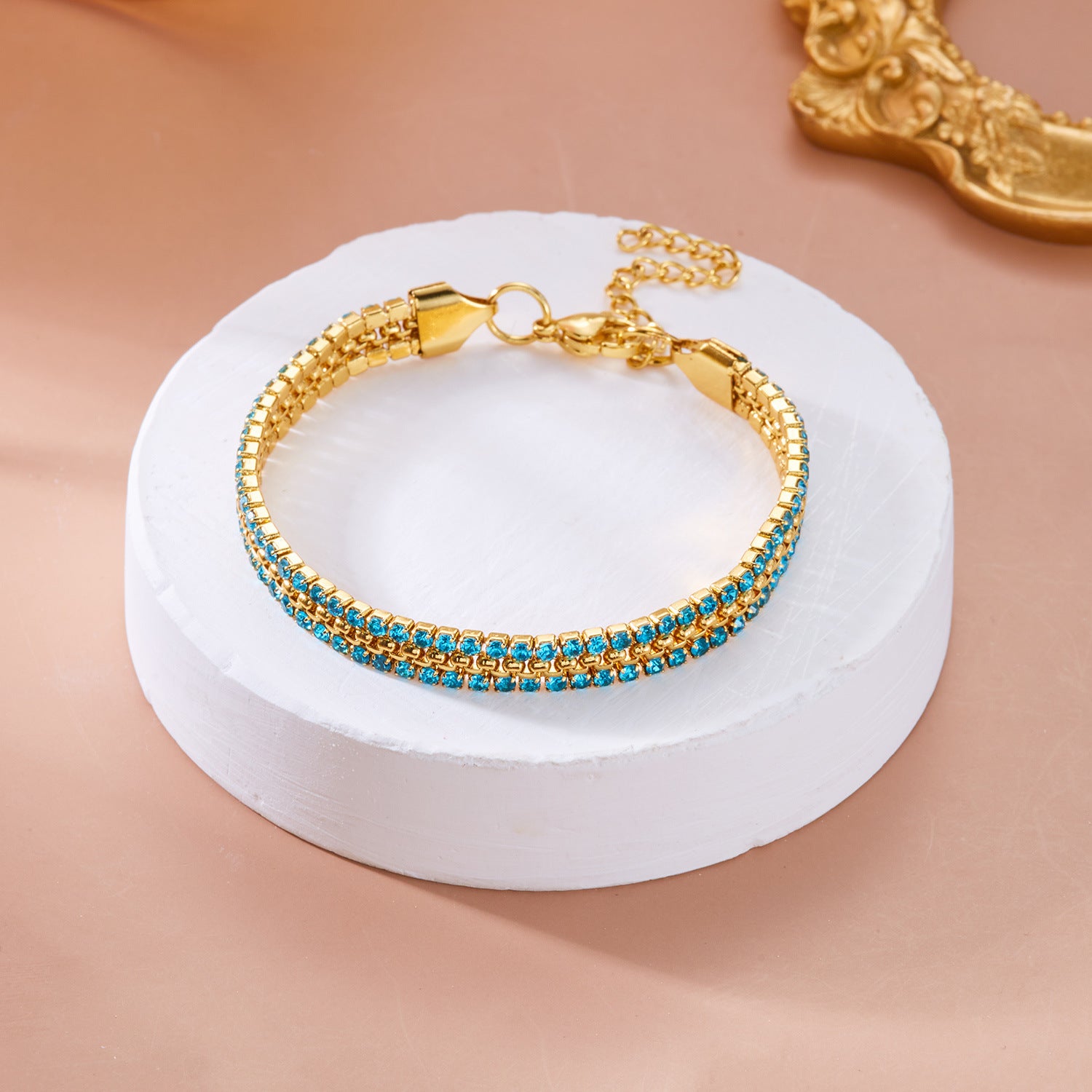 Wholesale Stainless Steel Diamond Bracelet Color Zircon Rhinestone Claw Chain