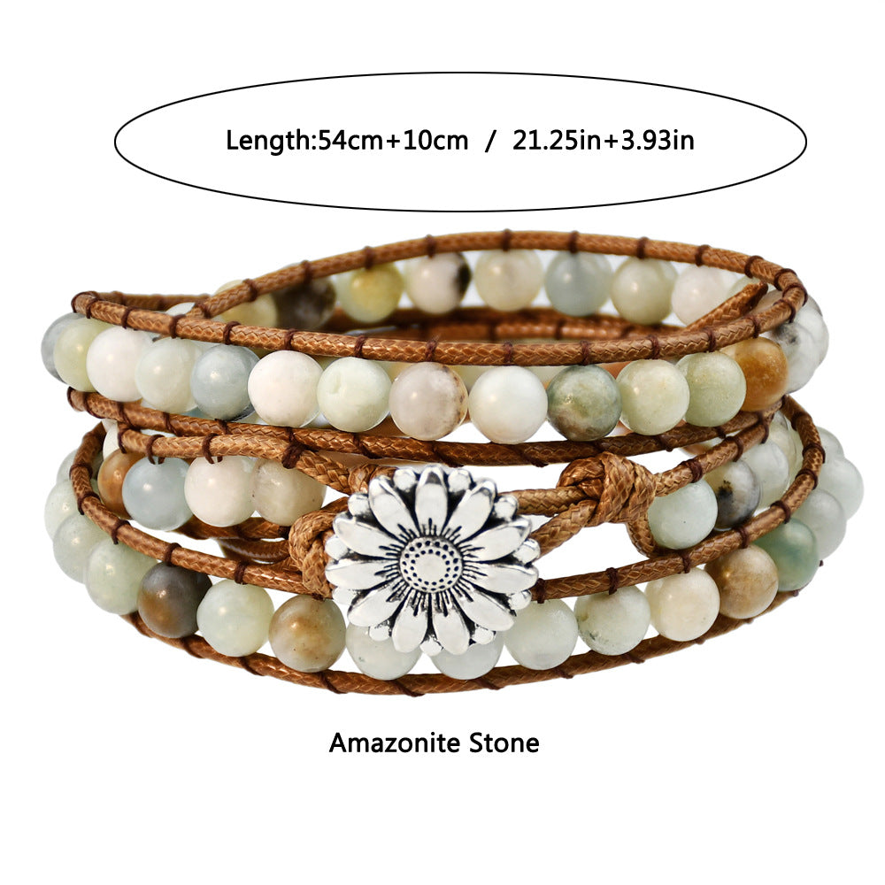 Wholesale Natural Stone Beaded Multi-layer Braided Bracelet ACC-BT-Youf001