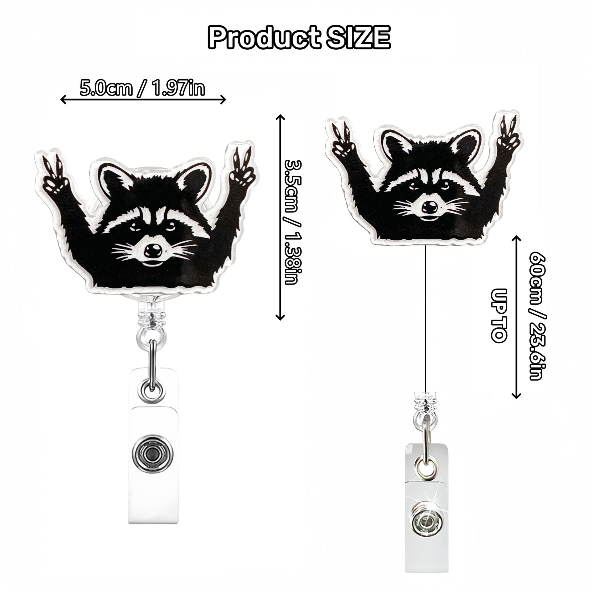 Wholesale Cartoon Raccoon Badge Reels Keychains
