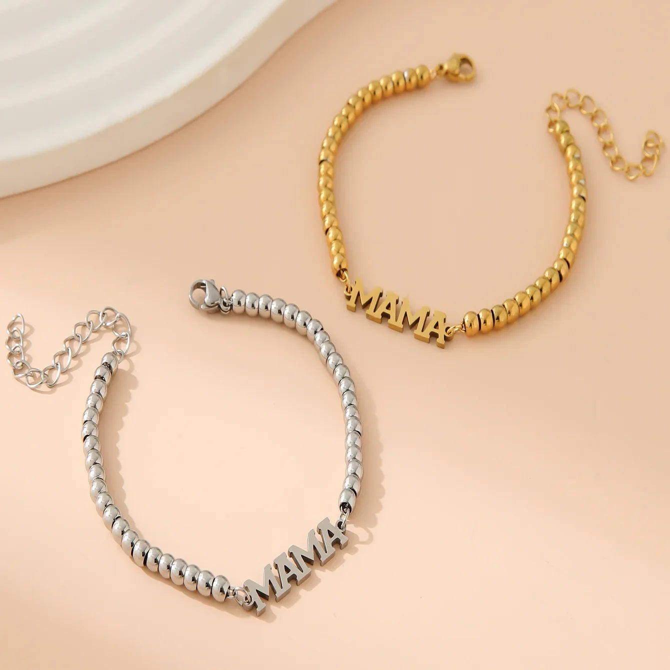 Wholesale  Stainless Steel Plated 18K Gold 4MM Beads  Mother's Day Bracelet