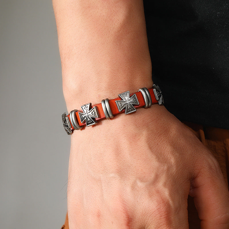 Wholesale Punk Cross Leather Bracelet Fashion Jewelry Accessory Gift