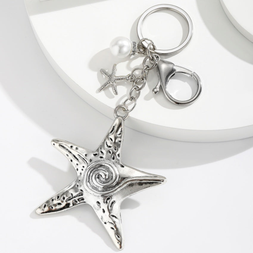 Wholesale Personalized Party Exaggerated Starfish and Conch Keychain Pendant Beach Ocean Vacation Style Bag Pendant