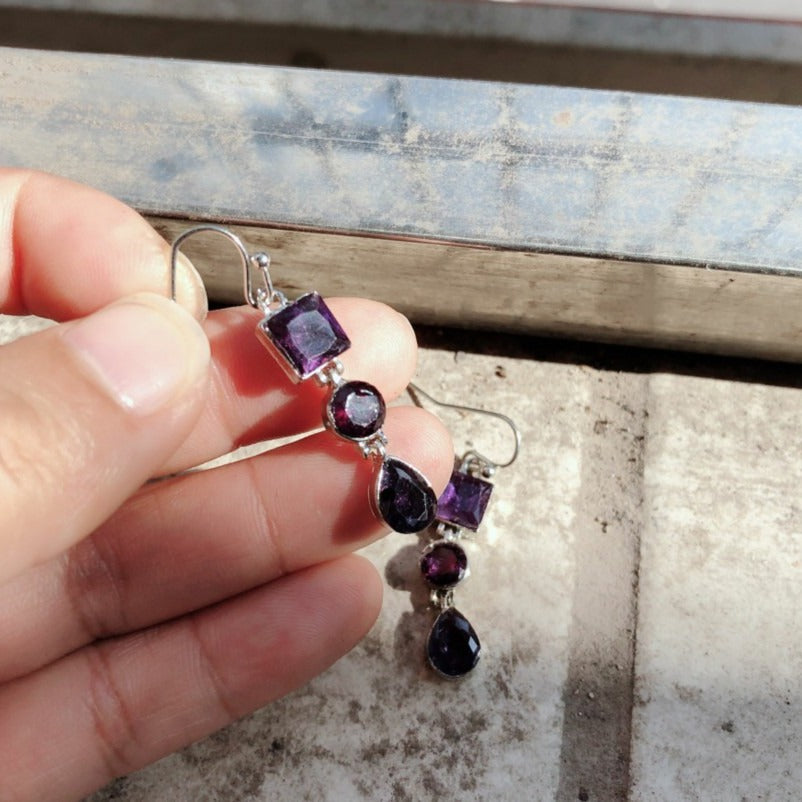 Wholesale Lavender Amethyst Rhinestone Long Drop Earrings For Women Trendy Jewelry Accessory Gift