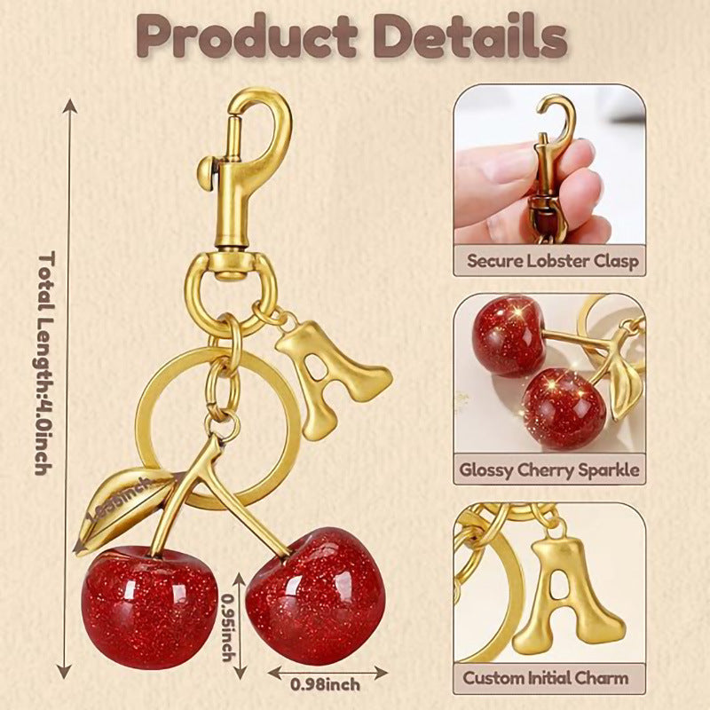 Wholesale Cherry Bag Charm Keychain Trendy Car Key Accessory Stylish Gift For Women Boutique Resale