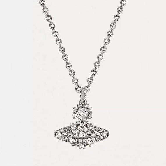 Wholesale Copper Electroplated Saturn Snowflake Pendant Necklace With Zircon Crystals Stylish Jewelry Accessory For Women Boutique Resale