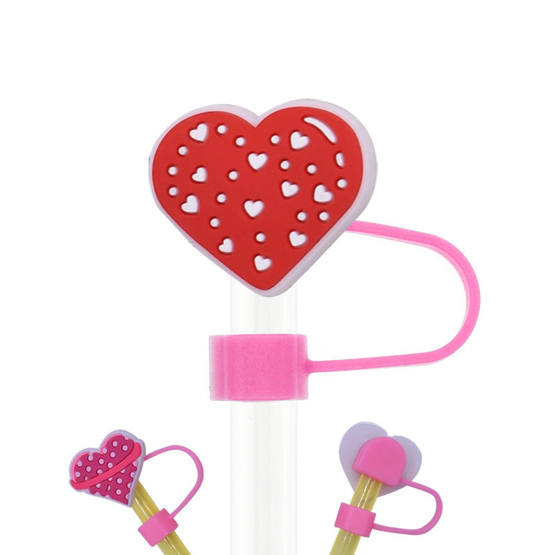 Wholesale Random 100pcs Cartoon Heart Straw Cover Straw Tube Cap