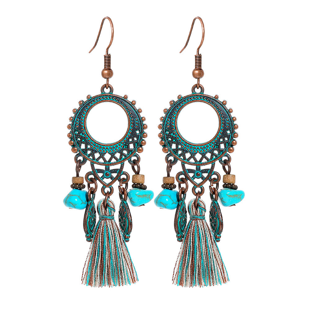 Wholesale Crystal Bohemian Tassel Earrings Vintage Style Women Jewelry Accessory for Everyday Gift