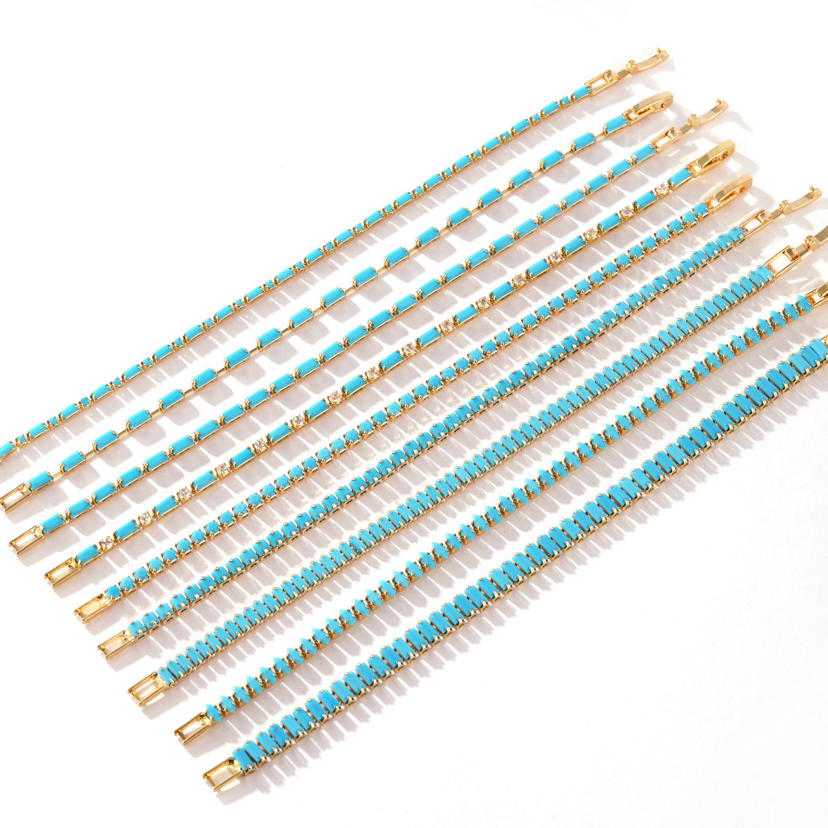 Wholesale 18k Gold Plated Zircon Bracelet,  Blue Turquoise Design,  Boutique Jewelry Accessory