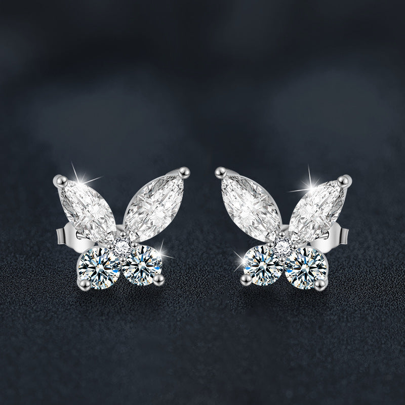 Wholesale Moissanite S925 Sterling Silver Butterfly Earrings
