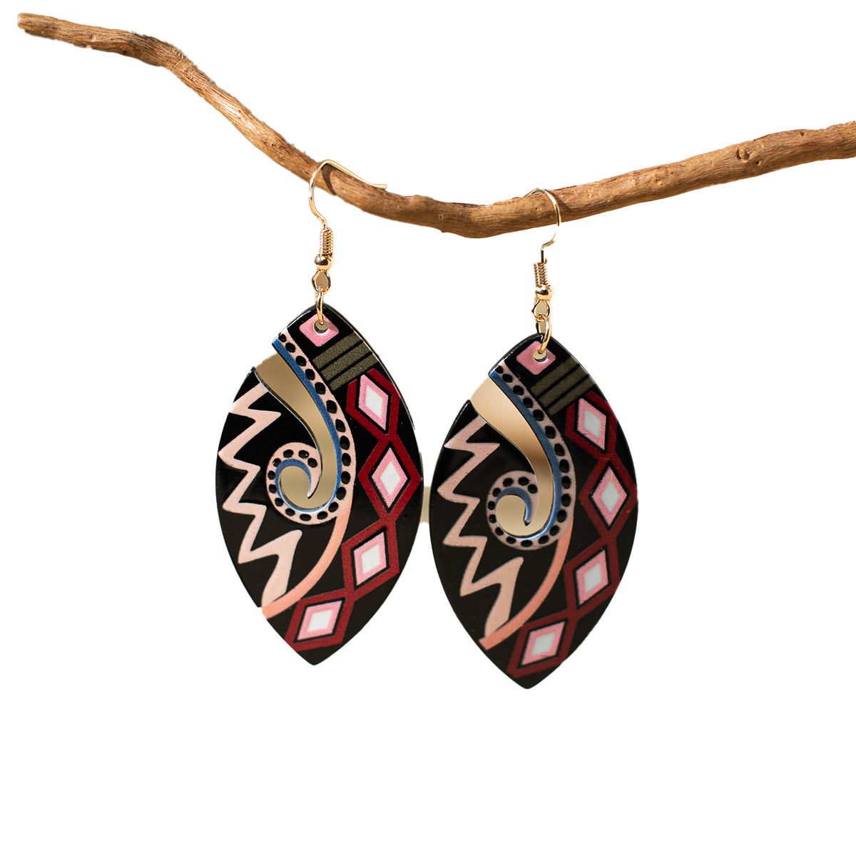 Wholesale Bohemian Ethnic Style Painted Geometric Acrylic Earrings ACC-ES-XLH005