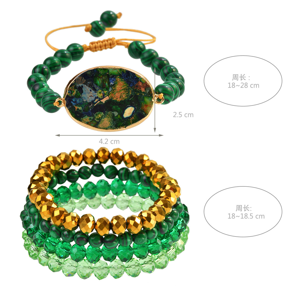 Wholesale Fashion Malachite Beaded Bracelet Handmade Multi-layer Crystal Jewelry for Women Everyday Wear