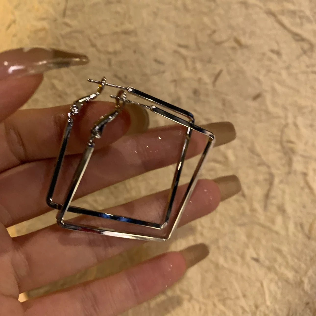 Wholesale Trendy Geometric Square Drop Earrings For Women 925 Silver Post Plated Metal Elegant Fashion Jewelry Accessory For Party And Daily Wear