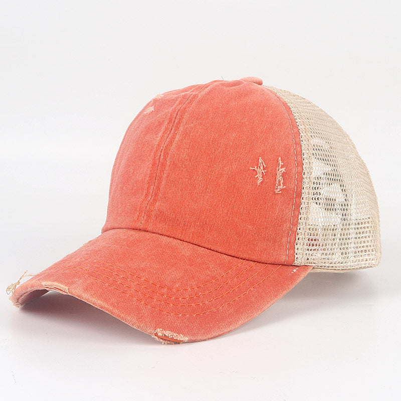 Wholesale Washed Cross Ponytail Baseball Cap Hat ACC-HT-ZhongChang001