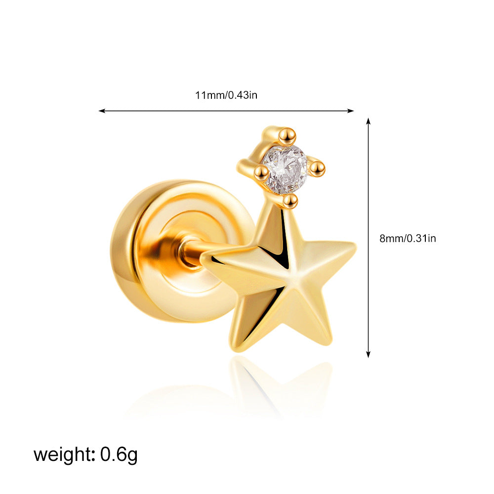 Wholesale Stainless steel 18K gold zircon titanium steel mini stud earrings