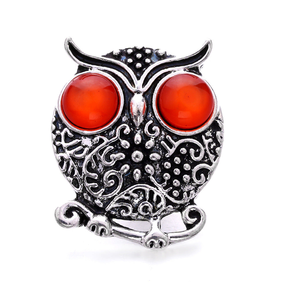 Wholesale Noosa Button Owl Button Bracelet Pendant 18mm Snap Charms Accessories